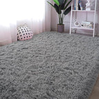 Grey Runner Area Rugs for Bedroom Living Room, 2x6 Feet Fluffy Bedside Rugs, Soft Shaggy Carpet Rug for Kids Room Nursery, Furry Cute Rugs for Girls Boys Dorm Room Home Decor