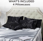 Bedsure Satin Pillowcase for Hair and Skin Queen - Black Silky Pillowcase 4 Pack 20x30 Inches with Envelope Closure, Similar to Silk Pillow Cases, Gifts for Women Men