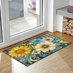 Flower Area Rug 2x3 ft Entry Rug Washable Boho Rugs Non Slip Low Pile Floral Door Mat Small Carpet for Bedroom, Bedside, Kids Room, Office, Dining Room