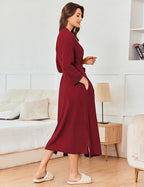 Ekouaer Women's Robe Long Waffle Knit Bathrobe Lightweight Soft Kimono Robes Loungewear S-XXL