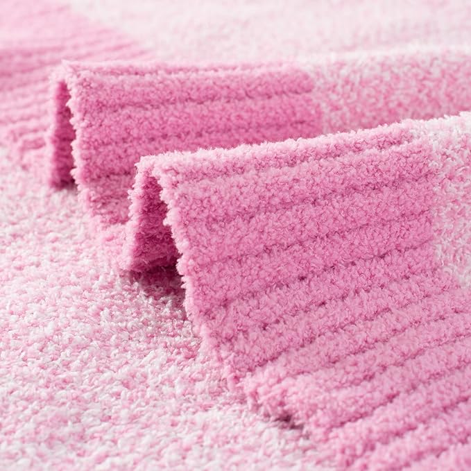 Carriediosa Heather Throw Blanket 60" X 80" Twin, 400GSM Ultra Soft Microfiber Fuzzy Fluffy Reversible Knitted Blankets Cozy Plush Lightweight and Warm Fall Throws for Couch, Bed, Sofa, Hot Pink