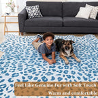 Leopard Rug, Cheetah Print Area Rug 5.2x6.5 Feet Faux Animal Print Skin Carpet for Living Room Bedroom Home Decor (Blue)