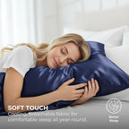 Pure Bedding Satin Pillowcase 2 Pack - King Size (20"x40", Midnight Blue) - Silky Pillow Cases for Hair and Skin - Satin Pillow Covers with Envelope Closure - Extra Soft Premium Microfiber