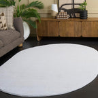 SAFAVIEH Washable Rug Faux Rabbit Fur Shag Collection - 5' x 7' Oval, Ivory, Slip Resistant & Easy Cleaning, Ideal for Living Room, Bedroom, Kids Playroom, Nursery, Dining Space (FRF100A)