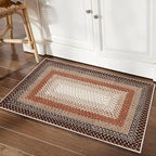 RUGSREAL Entryway Area Rug 2x3 Small Machine Washable Bedroom Rug Non Slip Bathroom Mat Stain Resistant Kitchen Rug Farmhouse Carpet Modern Rustic Area Rug for Living Room Dining Room, Brown/Rust