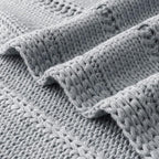 RECYCO Cable Knit Light Grey Throw Blanket Twin Size for Couch, Super Soft Warm Cozy Decorative Knitted Throw Blanket 3.6LB for Bed, Sofa, Chair Large 60"x80"