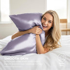 Satin Pillowcase 2 Pack - King Size (20"x40", Lavender) - Silky Pillow Cases for Hair and Skin - Satin Pillow Covers with Envelope Closure - Extra Soft Premium Microfiber