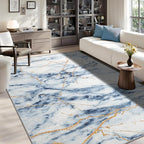CRYPTOLITE Living Room Rug Washable Abstract Rugs with Non-Slip Backing Low Pile Area Rug for Living Room, Bedroom, Dining Room, 6x9, Blue