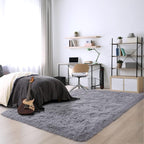 Noahas Fluffy Grey Area Rugs for Bedroom Living Room,4x5.3 Feet Thick Shag Throw Floor Carpet,Soft Shaggy Non-Slip Plush Dorm Nursery Kids Rug Home Decor Aesthetic
