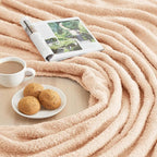 CYMULA Knit Throw Blanket for Peach Pink - Super Soft Lightweight Plush Fuzzy Fluffy Cozy Blankets and Throws for Sofa Bed, 50 x 60 inches