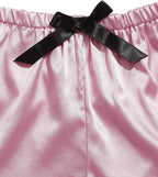 WDIRARA Women's Sleepwear Satin Short Sleeve Shirt and Shorts Pajama Set