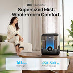 DREO 6L Top Fill Humidifiers for Bedroom, 60H Runtime, 28 dB Quiet Supersized Cool Mist Humidifiers for Large Room, Ultrasonic Humidifier for Home, Plant, Baby, Night Light, Indoor