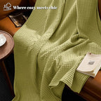 PHF Ultra Soft Waffle Weave Blanket King Size 104"x 90"- Washed Lightweight Breathable Cozy Woven Blanket for Bed - Aesthetic Decor for Couch Bedding Sofa Home Car - Olive Green