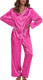 Ekouaer Pajamas For Women Set Silk Pjs 2 Piece Satin Sleepwear Long Sleeve Button Down Lounge Sets With Pant