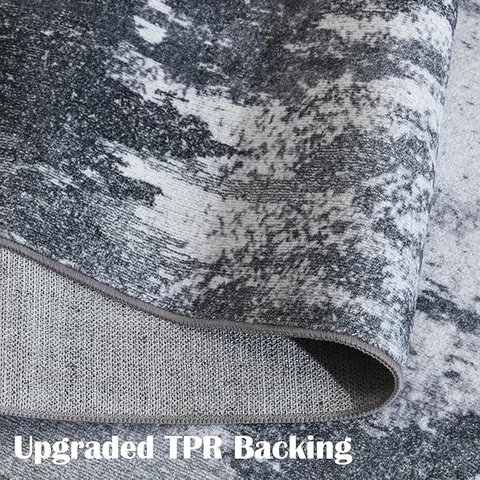Area Rug 9x12 Washable Rugs Modern Abstract Area Rug Soft Non-Slip Non-Shedding Faux Wool Stain Resistant Floor Carpets for Living Room Bedroom Dining Room Kids Room Home Office (Grey)