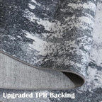 Area Rug 5x7 Washable Rugs Modern Abstract Area Rug Soft Non-Slip Non-Shedding Faux Wool Stain Resistant Floor Carpets for Living Room Bedroom Dining Room Kids Room Home Office (Grey and Black)