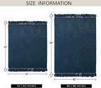 Chenille Throw Blanket for Couch 50"X 60", Soft Cozy Throws with Fringe Tassel for Bed Sofa Chair Cover, Lightweight Knitted Decorative Boho Blankets for Living Room, Navy Blue