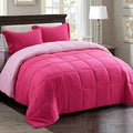 HIG 3pc Pink Comforter Set Full Size Duvet Insert, Reversible, All Season, Box Stitched, with Corner Tabs, Soft, Fluffy