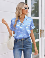 Ekouaer Womens Silk Satin Pajama Sets 2 Piece Button Down Silk Pjs Shorts Sets Cute Print Short Sleeve Sleepwear S-4XL