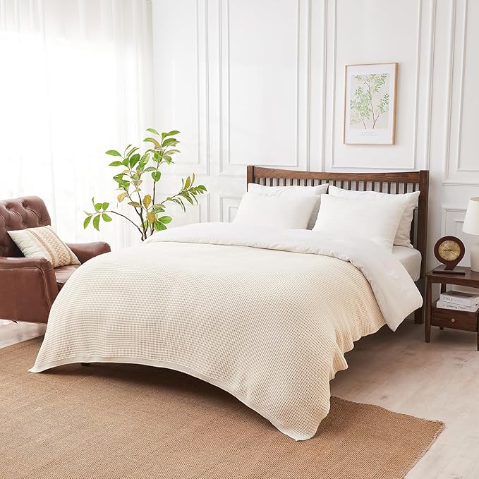 Douceur Cream Throw Blanket for Bed, Soft Chunky Cable Knit Throw Blanket, Classic Fisherman's Rib Stitch Pattern Throw for Living Room,60"X80"