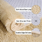 KING DARE Beige Rug for Bedroom 4x6, Fluffy Shaggy Washable Floor Area Rug, Fuzzy Furry Non-Slip Soft Plush Carpet for Living Room Playroom Kids Room Modern Aesthetic Decor
