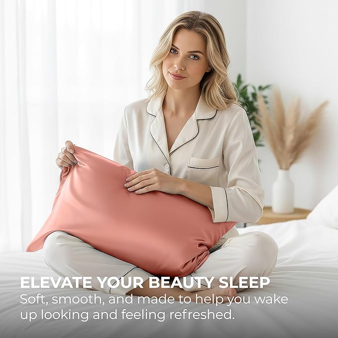 Satin Pillowcase 2 Pack - Queen Size (20"x30", Blush Pink) - Silky Pillow Cases for Hair and Skin - Satin Pillow Covers with Envelope Closure - Extra Soft Premium Microfiber