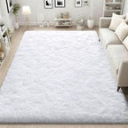 ISEAU Super Soft Fluffy Rugs Shag Area Rug for Bedroom Living Room Fuzzy Mat Plush Anti-Slip Carpets Bedside Mats for Boys Girls Teen Room Nursery Home Decor, 3ft x 5ft, White