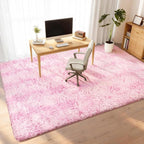 Litanika 9x12 Fluffy Shag Faux Fur Area Rug for Living Room Bedroom, Tie-Dyed Pink High Pile Soft Plush Shaggy Furry Bedside Playroom Dorm Carpet, Non-Slip, Non-Shedding Modern Indoor Floor Rug