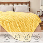 BEDELITE Light Yellow Throw Blanket for Couch and Bed- Super Soft and Warm 3D Checkered Fluffy Fuzzy Fleece Blanket, Luxurious Plush Cozy Blanket for Room Decor Fall and Winter, 50x60 inches