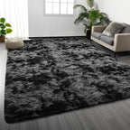 Deerhoo Shag Area Rug, 4 X 6 Tie-Dyed Plush Fuzzy Rugs for Living Room, Ultra Soft Fluffy Furry Rug for Bedroom, Indoor Carpet Nursery Rugs for Kids Room Home Decor, Dark Grey