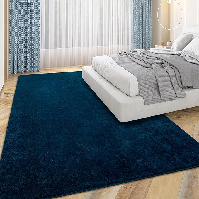 Przemy Washable Area Rug for Living Room Bedroom, 6x9 Feet Navy Blue Memory Foam Rug, Super Soft Modern Indoor Carpet for Kids Room Girls Boys Dorm Nursery Home Decor Mat