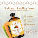 SIVA Papaya Seed Oil 4oz (118ml) Premium Cold-Pressed 100% Natural Carrier Oil With Dropper For Face, Skin Care, Body Massage, Hair Care, Hair Oiling & Scalp Massage