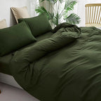 Cottonight Army Green Comforter Set Full Dark Green Bedding Set Plain Blanket Quilts Modern Soft Breathable 3 Piece Comforter Set for Women Men