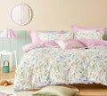 ALEISSEL White Floral Cotton Comforter King Size - 3PC Lightweight Bedding Sets with Soft Fill, Vibrant Garden Botanical Patterns, Petal Pink Reversible Design with Feminine Elegance