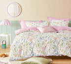 ALEISSEL White Floral Cotton Comforter Queen Size - 3PC Lightweight Bedding Sets with Soft Fill, Vibrant Garden Botanical Patterns, Petal Pink Reversible Design with Feminine Elegance