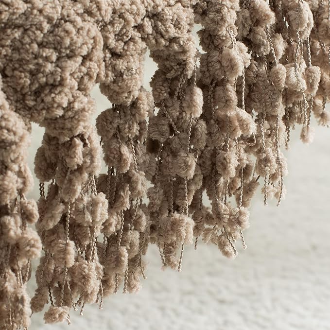 Throw Blanket for Couch, Taupe Tan Luxury Knitted Throws 50"x60", Textured Blankets with Handmade Fringe Tassels for Bed Sofa Decorative, Chunky Soft Farmhouse Boho Home Decor