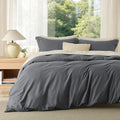 Bedsure Duvet Cover King Size - Soft Double Brushed Bedding Set for Kids & Adults, Zipper Closure, 3 Pieces, Includes 1 Duvet Cover (104"x90") & 2 Pillow Shams, NO Comforter, Dark Grey