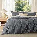 Bedsure Duvet Cover Full Size - Soft Double Brushed Bedding Set for Kids & Adults, Zipper Closure, 3 Pieces, Includes 1 Duvet Cover (80"x90") & 2 Pillow Shams, NO Comforter, Dark Grey