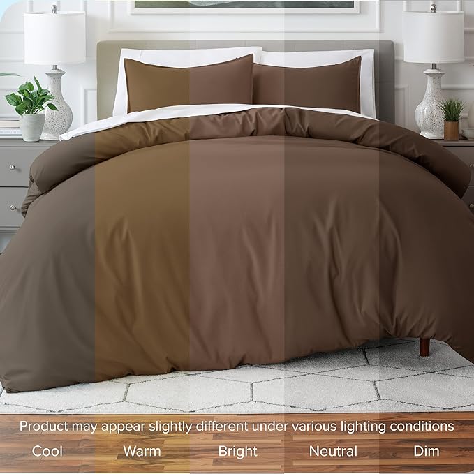 Bare Home Bedding Duvet Cover Extra Long Size - Premium 1800 Super Soft Collection - Lightweight, Cooling - Soft Breathable Bedding Duvet Cover (Twin/Twin XL, Cocoa)