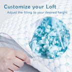 Premium Adjustable Shredded Memory Foam Pillow - Suitable for Side, Back, and Stomach Sleepers, with Cooling Fiber Machine Washable Cover (King (U.S. Standard)-1PCS)