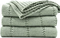 RECYCO Cable Knit Sage Green Throw Blanket Twin Size for Couch, Super Soft Warm Cozy Decorative Knitted Throw Blanket 3.6LB for Bed, Sofa, Chair Large 60"x80"