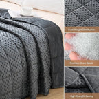 Wemore Minky Dot Weighted Blanket for Adults Queen Size 15 lb, Soft Heavy Blanket for Stress Relief and Sleep Promotion, Breathable Blanket for All-Season with Glass Beads, Dark Grey 60 x 80 inches