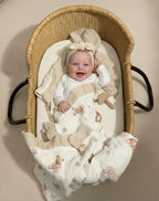 Muslin Ruffled Baby Blanket, Extra Large 52 x 52 Inches, Soft Breathable Cotton Crib Blanket for Newborn Infant Toddler (Sage-Ruffled, Printed)