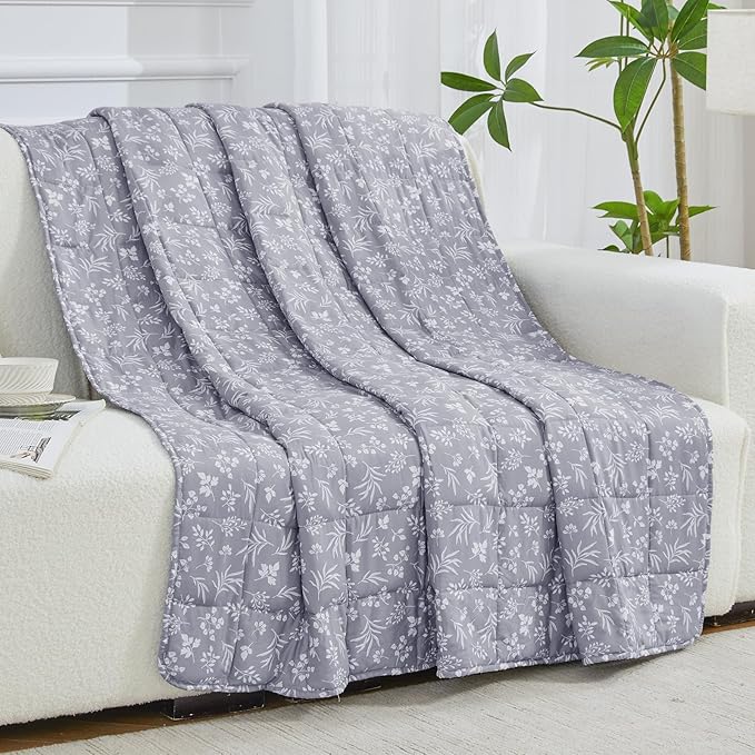 yescool Weighted Blanket for Adults (20 lbs, 60” x 80”, Dove Grey) Cooling Heavy Blanket for Sleeping Perfect for 190-210 lbs, Queen Size Breathable Blanket with Premium Glass Bead, Machine Washable
