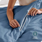Bare Home Bedding Duvet Cover Queen Size - Premium 1800 Super Soft Collection - Lightweight, Cooling Duvet Cover - Soft Breathable Bedding (Queen, Coronet Blue)