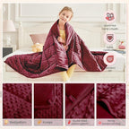 HOSUKKO Weighted Blanket - 2 lbs Burgundy Thciken Heavy Blanket - Small Size Breathable Comfortable Blanket(36 * 48 inches, 2 lbs)