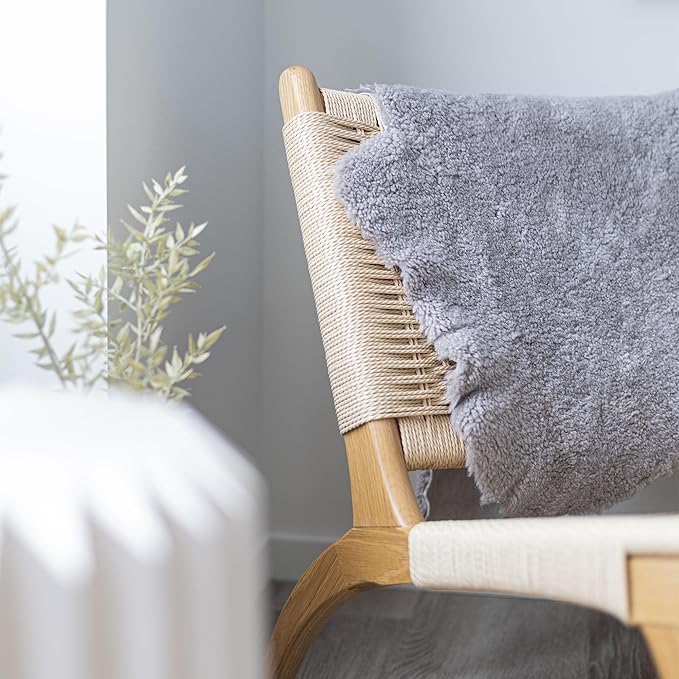 Nordic Sheep Real Sheepskin Rug Short Hair 2x3 ft | Bedside Rugs for bedrooms, Sofa, Chair or Dining Table | Each Sheepskin is Unique and Created by Nature | Small Fluffy Rug in Light Grey