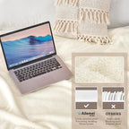 Ailemei Direct Knit Throw Blanket for Bed, Soft Thin Blankets for Sofa, Couch, Camping, Office Chair, Cozy Touch Lightweight Breathable Blanket All Season Use, Cream 50"x70"