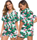 SWOMOG Womens Silk Satin Pajamas Set Short Sleeve Sleepwear Button Down Top and Shorts Loungewear 2 Piece Pjs Set XS-3XL