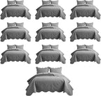 IR Imperial Rooms 10 Pack Queen Quilt Bedding Set (90" x 96") - Bulk Wholesale for Hotels, Guest Bedroom & Airbnbs - Lightweight Microfiber Reversible Floral Embossed Quilts Bedspreads (Grey)